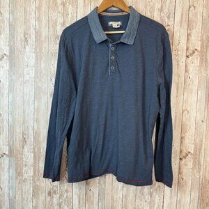 Carbon 2 Cobalt Mens Henley Long Sleeve Shirt Blue Size Large